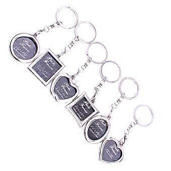 Photo Frame Key Chains Durable Alloy with Photo Insert Feature 6Pcs Silver