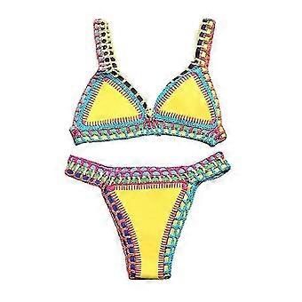 Sexy Women Bikini Set Reversible Swimwear Low Waist Handmade Tricô Artesanal