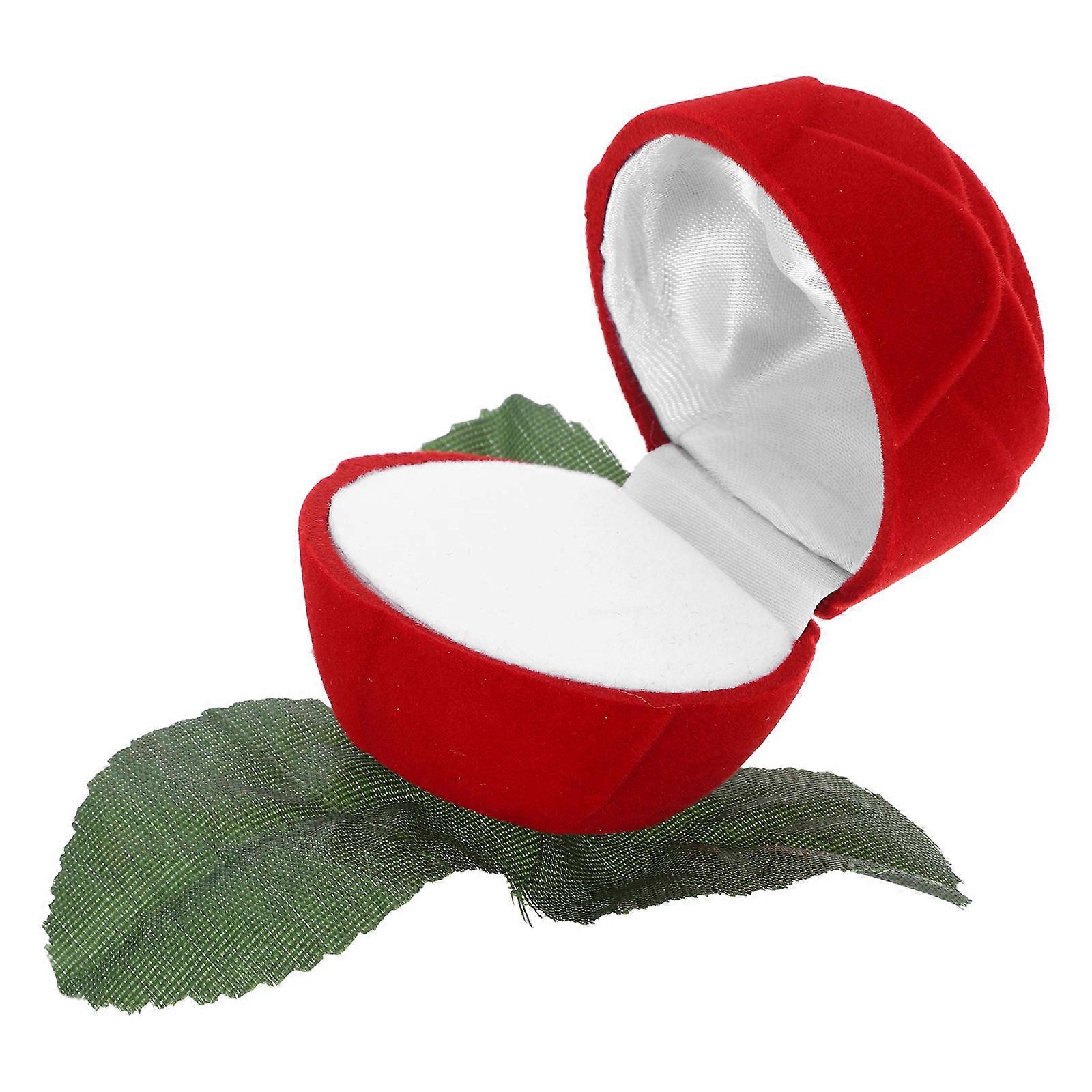 Wedding Ring Box Red Rose for Proposal Use Protective Ring Case