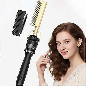 Electric Ceramic Hot Comb Hair Straightener, Professional Styling Brush for Smooth Straight Hair