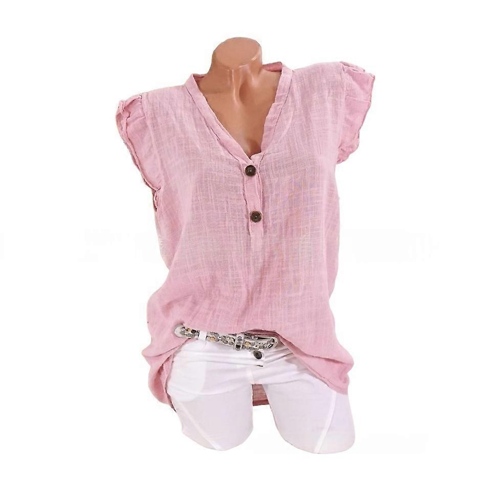 Women's Plus Size Solid Color Loose V-Neck T-Shirt