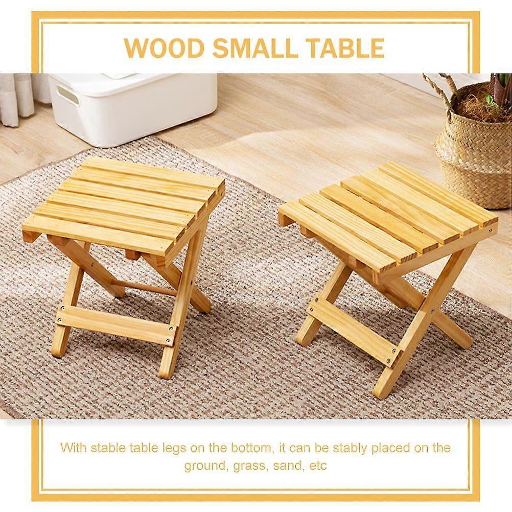 Wood Small Square Folding Side Table Portable Beach Table Wine Table Stool