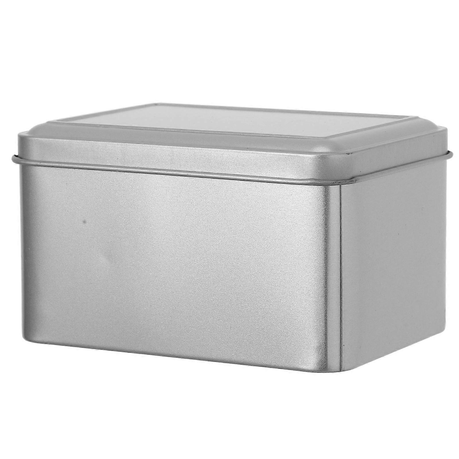 Silver Metal Cookie Containers for Food Storage 4Pcs Tinplate Rectangular Boxes