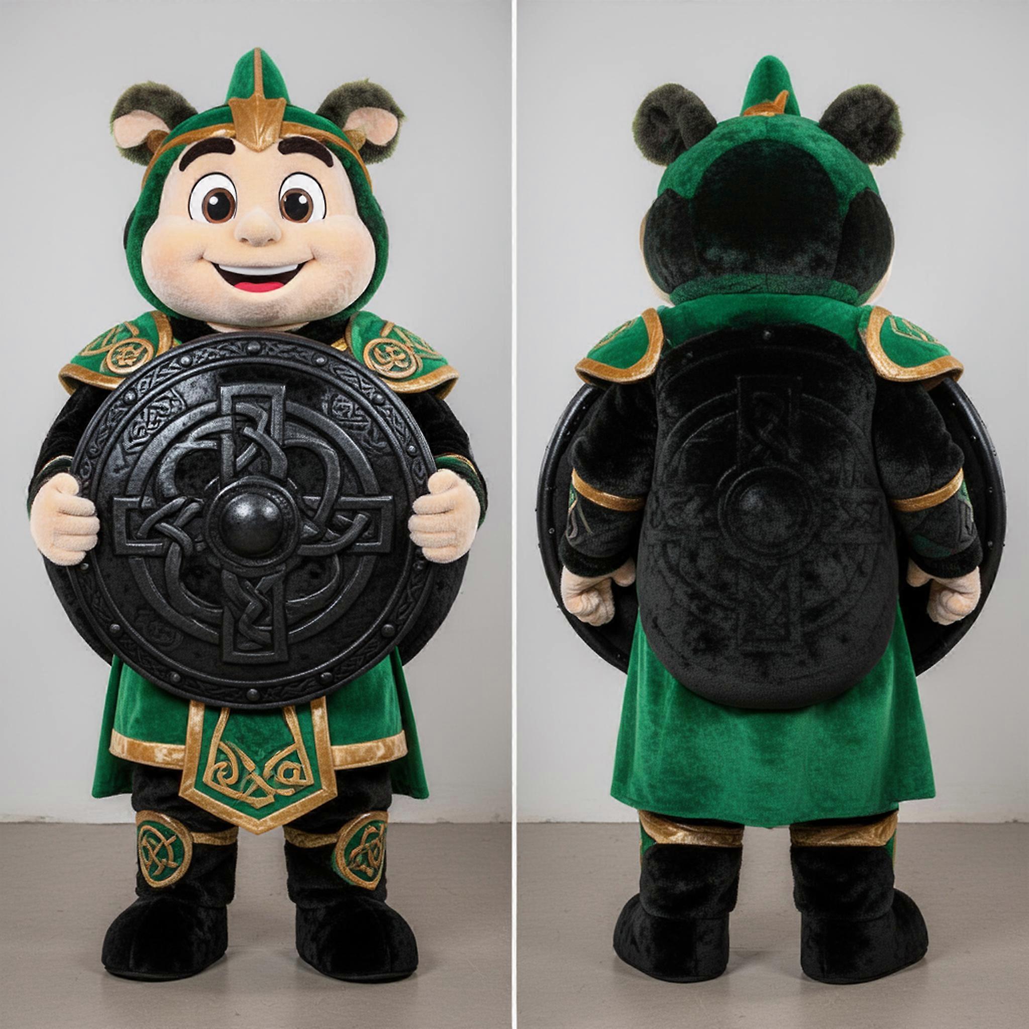 MASTICOT Emerald Green Padded Celtic Shield Mascot