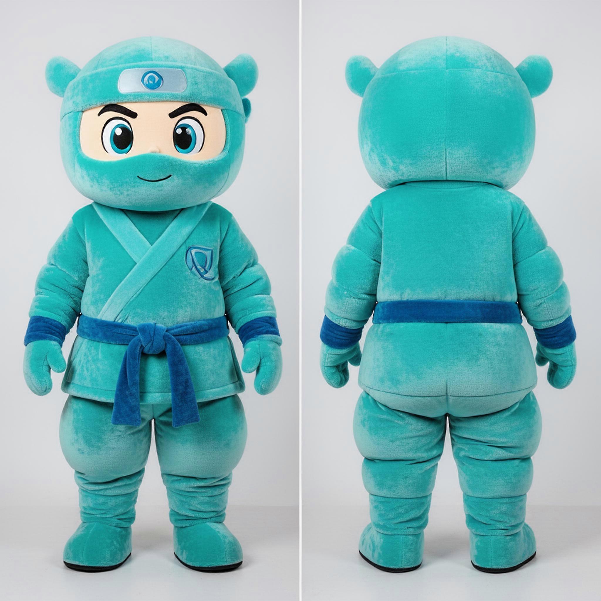 MASTICOT Turquoise Cartoon Ninja Mascot