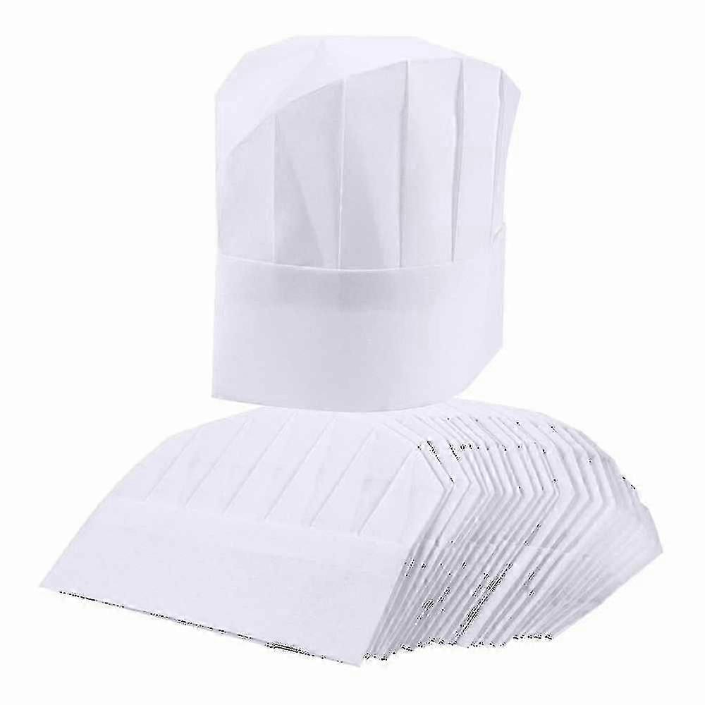Chefmützen 20er-Pack Einweg-White Chef Hauben 23cm