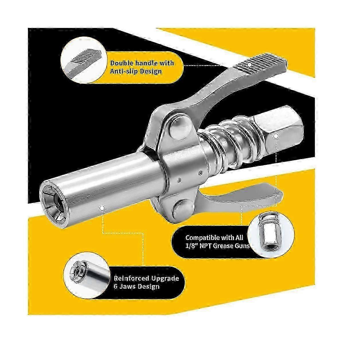 Dual handle coupler for grease gun attachments