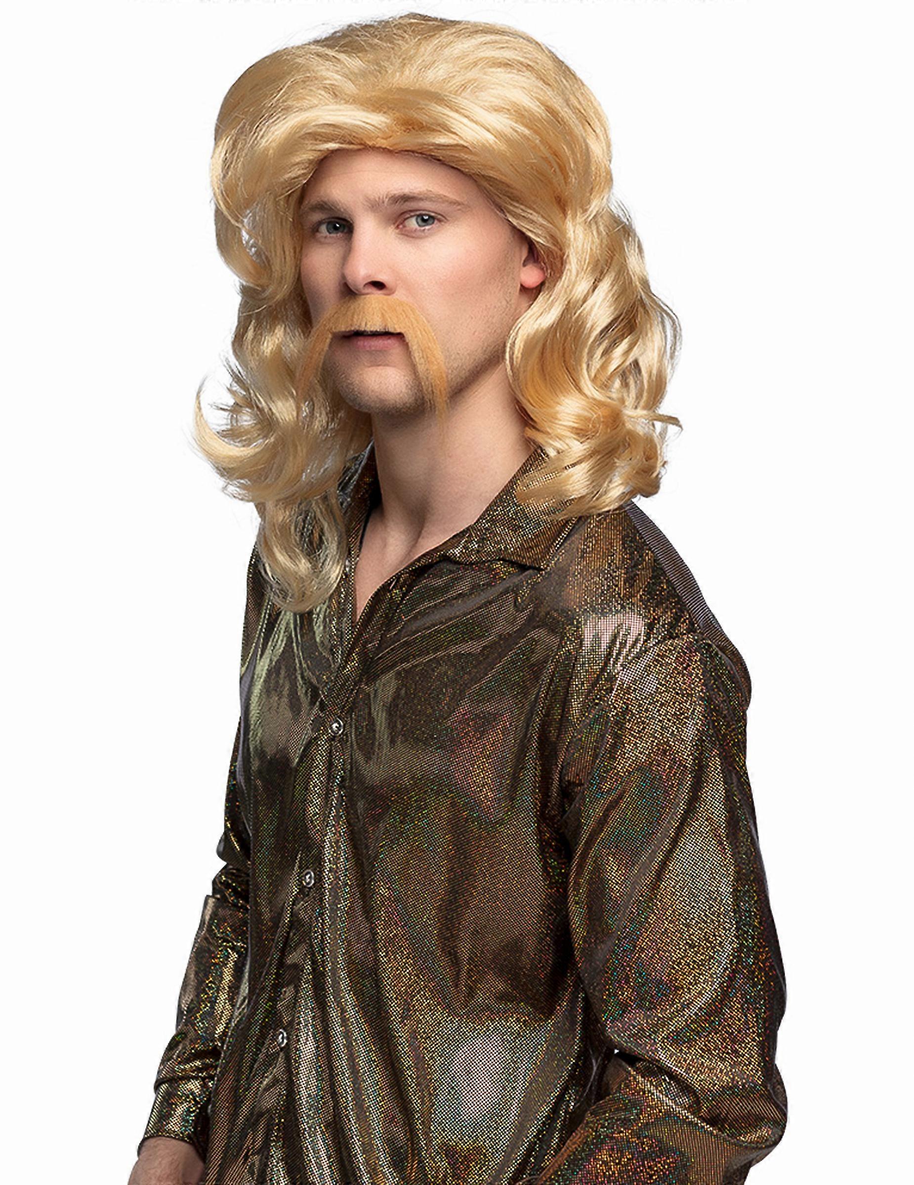 Blonde wig and mustache for men