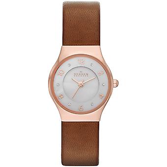 Skagen grenen Quartz analoge vrouw horloge met SKW2210 Cowskin armband