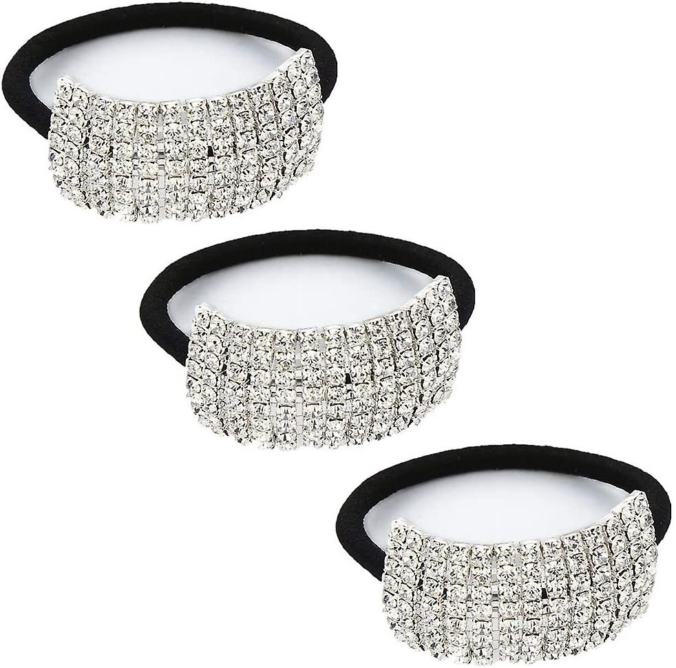 3 Pack Strass Cravates cheveux Porte-queue de cheval Cheveux élastiques pour femmes et filles
