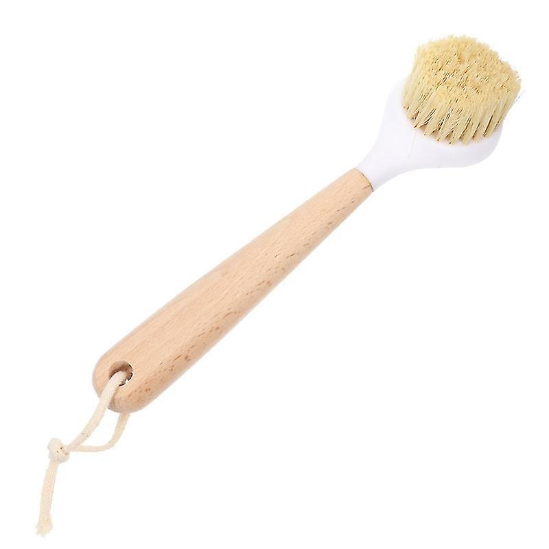 23.5X5x5cm Khaki Wok Brushes 1pc Long Handle Pot Brush Kitchen Multipurpose Wood Cleaning Brush (kha