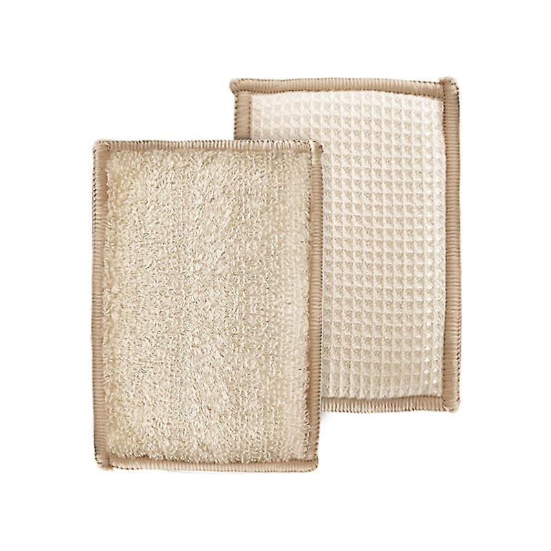 6pcs Antibacterial Scraping Sponges Odorless Pads Brush Ideal for Non-Stick Pans Pots with Suction Cup Hook Beige,