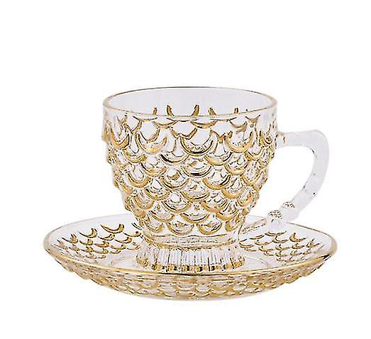 Crystal Glass Coffee Cup And Saucer Creative Handmade Gold Thread |coffee Cup & Saucer Sets