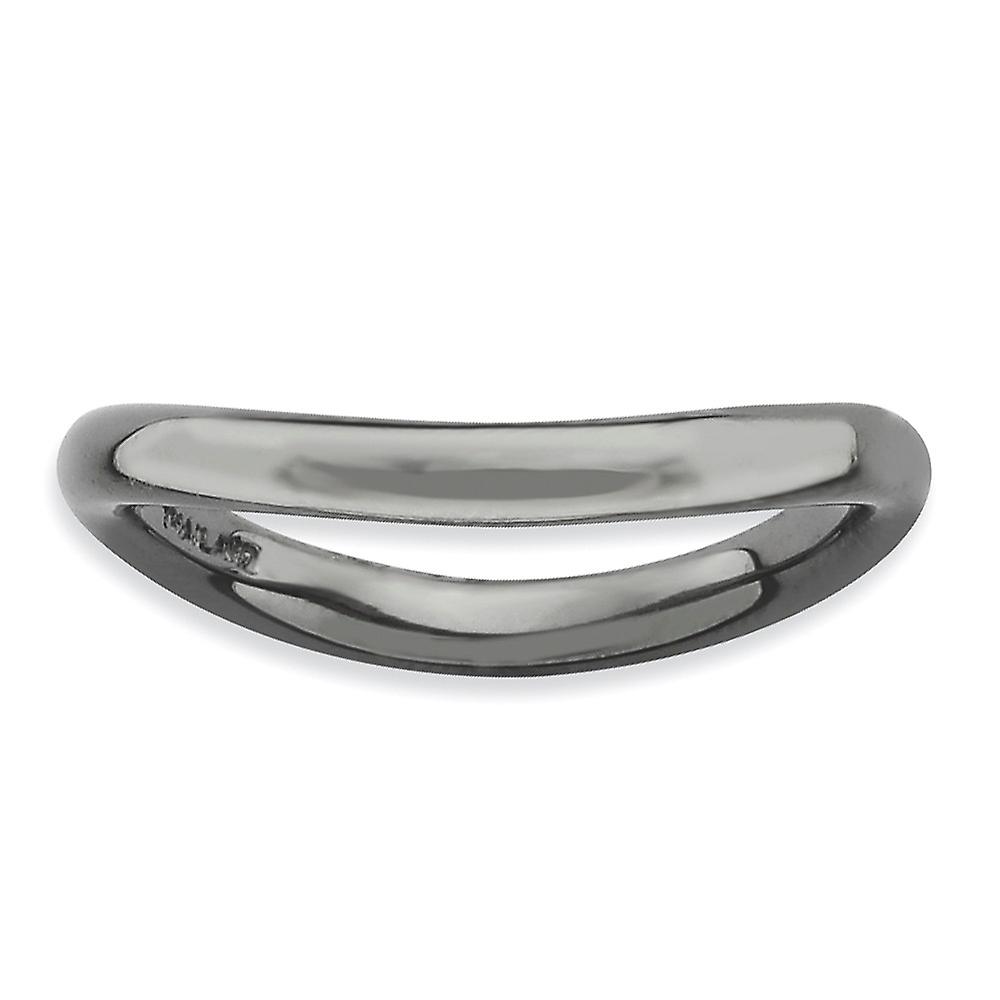 2.25mm 925 Sterling Silver Ruthenium plating Stackable Polished Black Plate Wave Ring-Stackable-Ring for Women - Ring Si