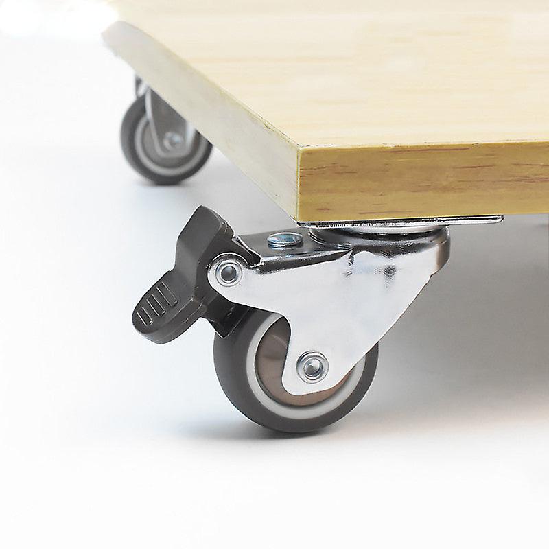 4個の家具キャスターホイールTPRソフトラバースイベルキャスターシルバーローラーホイールプラットフォームトロリーチェア用ブレーキ付き