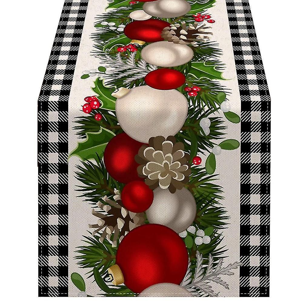 Black And White Gingham Christmas Table Runner