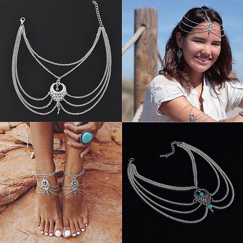 1 Pcs Boho Turquoise Barefoot Sandal Beach Anklet Foot Chain Jewelry Ankle Bracelet