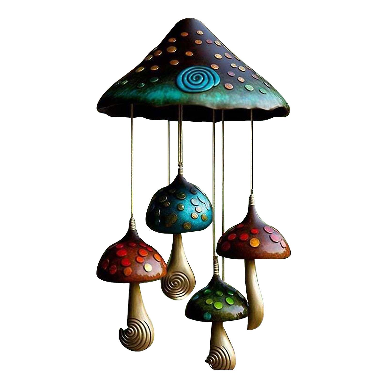 キノコのカンパニュラ手作りのアート、ユニークなナチュラルスタイルロマンチックな樹脂カラフルなキノコ風鈴屋外屋内装飾パティオバルコニーガーデンデコ