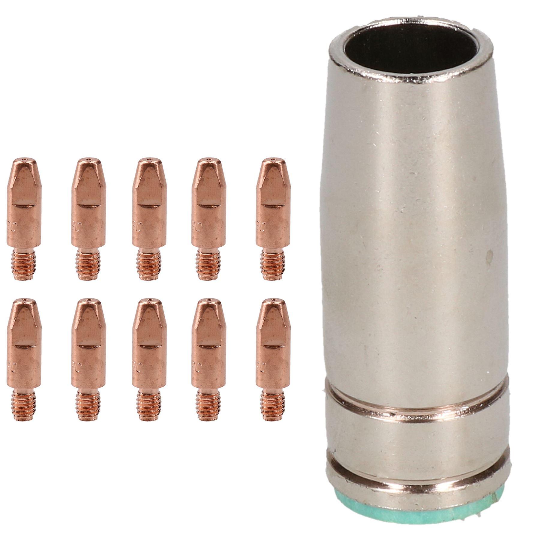 1 shroud & 10 x 0.8mm Contact Tips MIG Welding Binzel Style Euro Torch MB25