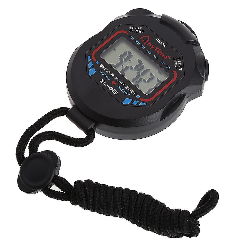 Classic Digital Handheld LCD Chronograph Sports Stopwatch Timer for w/string