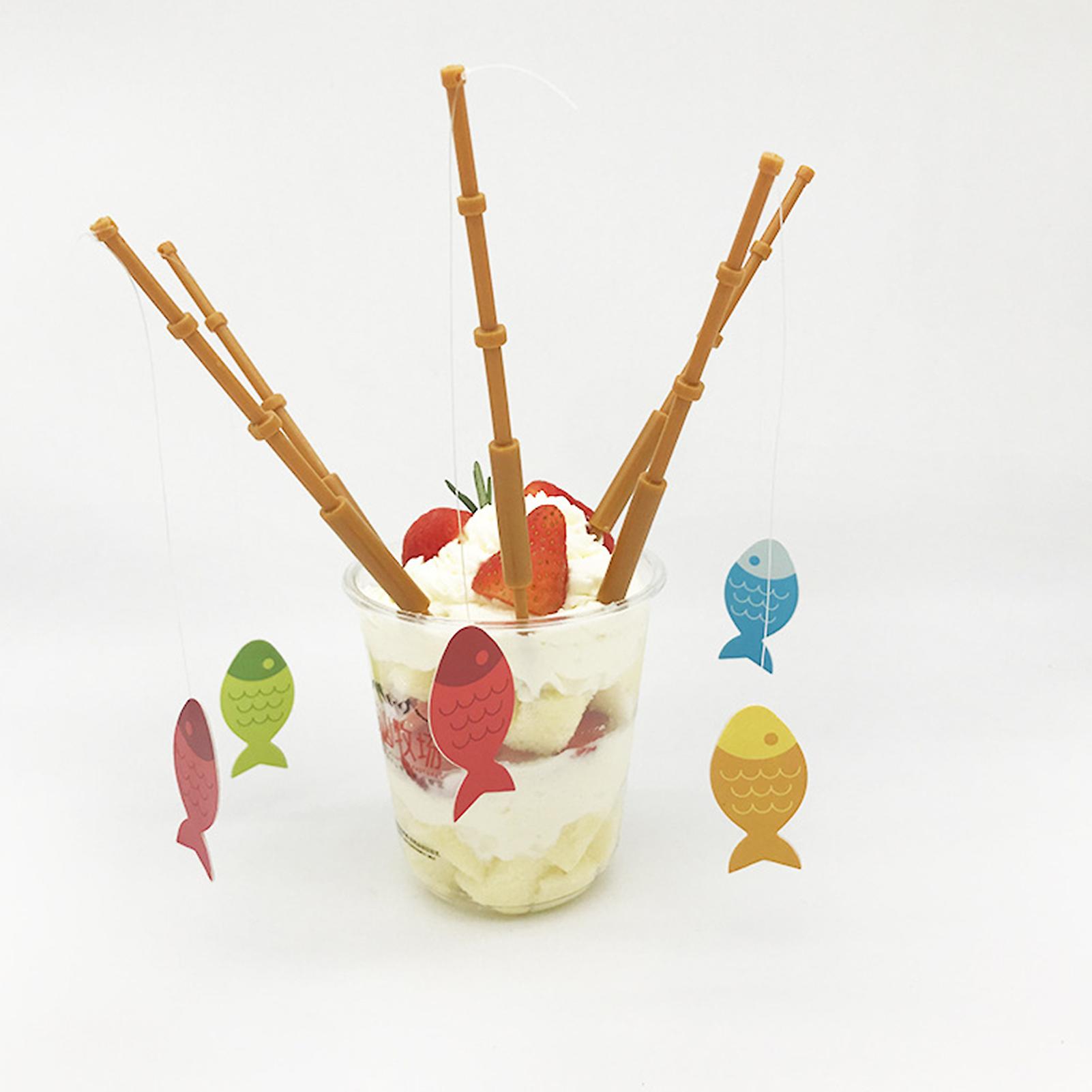 40pcs Mini Fish Pole Decoration Unique Design Simulation Models Suitable