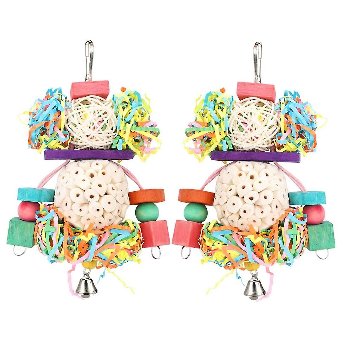 Bird Toys Conure Toys Hanging Natural Soft Sola Ball Beak Chew Shred Forage Toys for Parrots,Cockat
