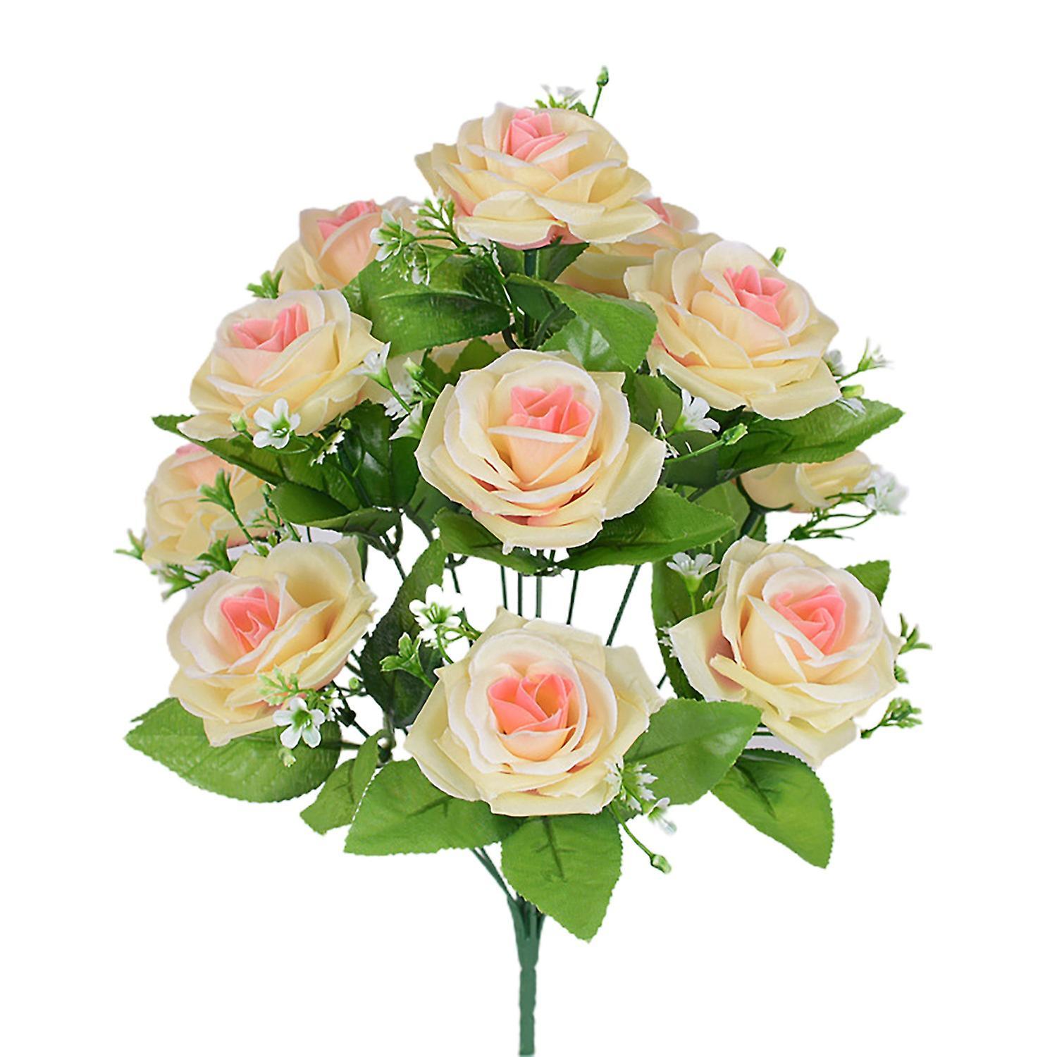 1 Bouquet Artificial Flower No Wilting Elegant 12 Heads Decorative Beautiful Faux Silk Rose Flower