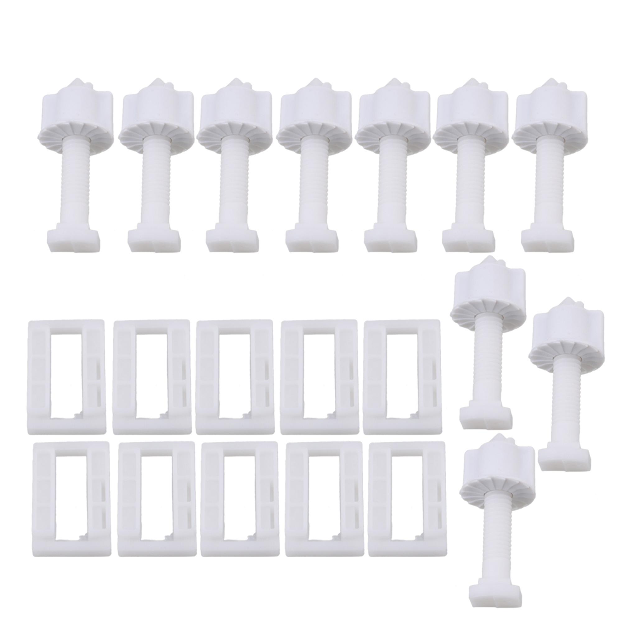 10 pcs Rectangular Shaped Toilet Seat Screws White Hinge Bolts Nuts