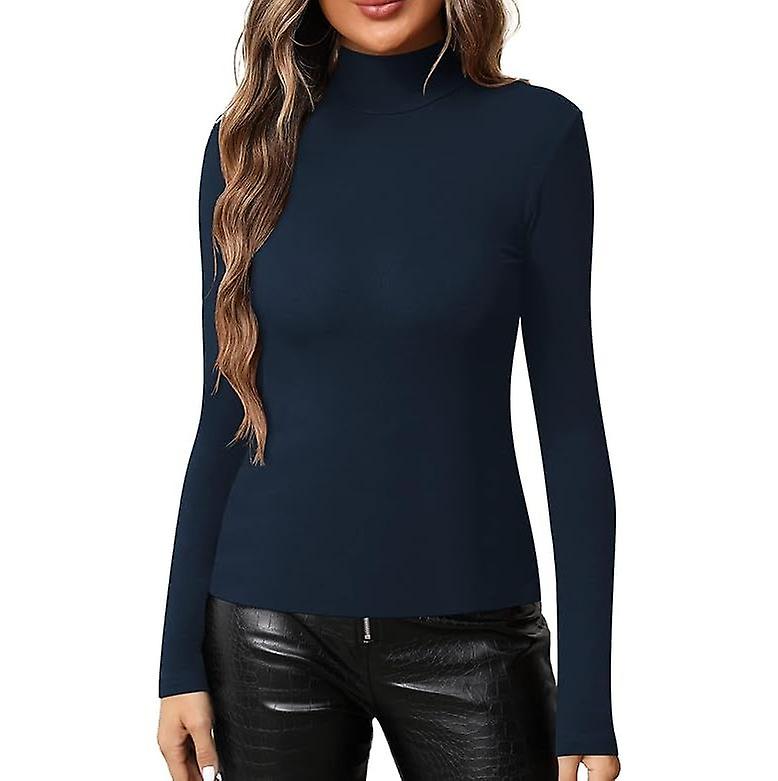 Women's Basic Mock Neck Slim Fitted Long Sleeve Pullovers Tee Tops
