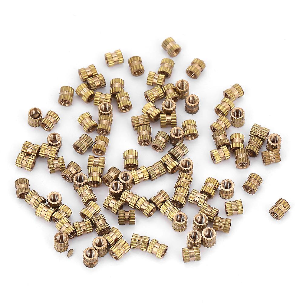 M2.5 Brass Cylinder Knurled Round Molded in Insert Embedded Nuts (M2.5*4*3.5; 100pcs)
