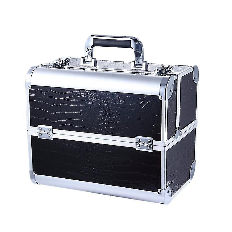 حقائب مستحضرات الزينة مستحضرات التجميل النساء سبائك الألومنيوم مستحضرات التجميل حالة المهنية Multilaye ماكياج مربع الجمال الوشم الأسود