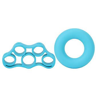 Silicone Finger Exerciser Ring Kit O Shaped 40lb Hand Grip Strength Ring 8.8lb Finger Stretcher Blue