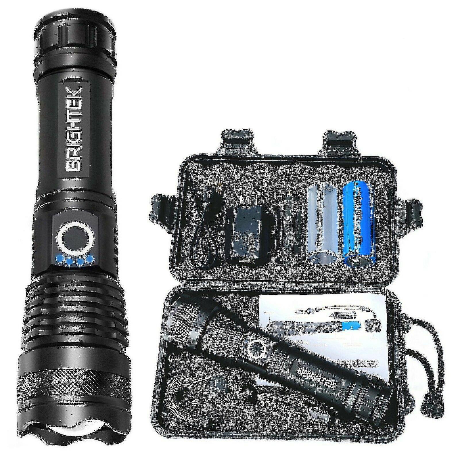 Super Bright 90000lm Led Tactical Flashlight With Rechargeable Battery Zoomable
