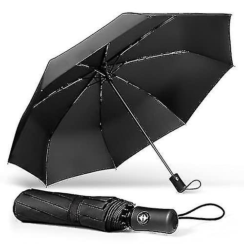 Umbrella, classic windproof automatic folding compact travel umbrella that automatically opens and c