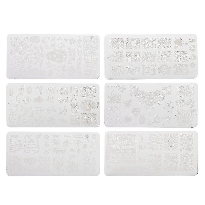 6pcs Nail Stampers Stencils For Halloween Decorations