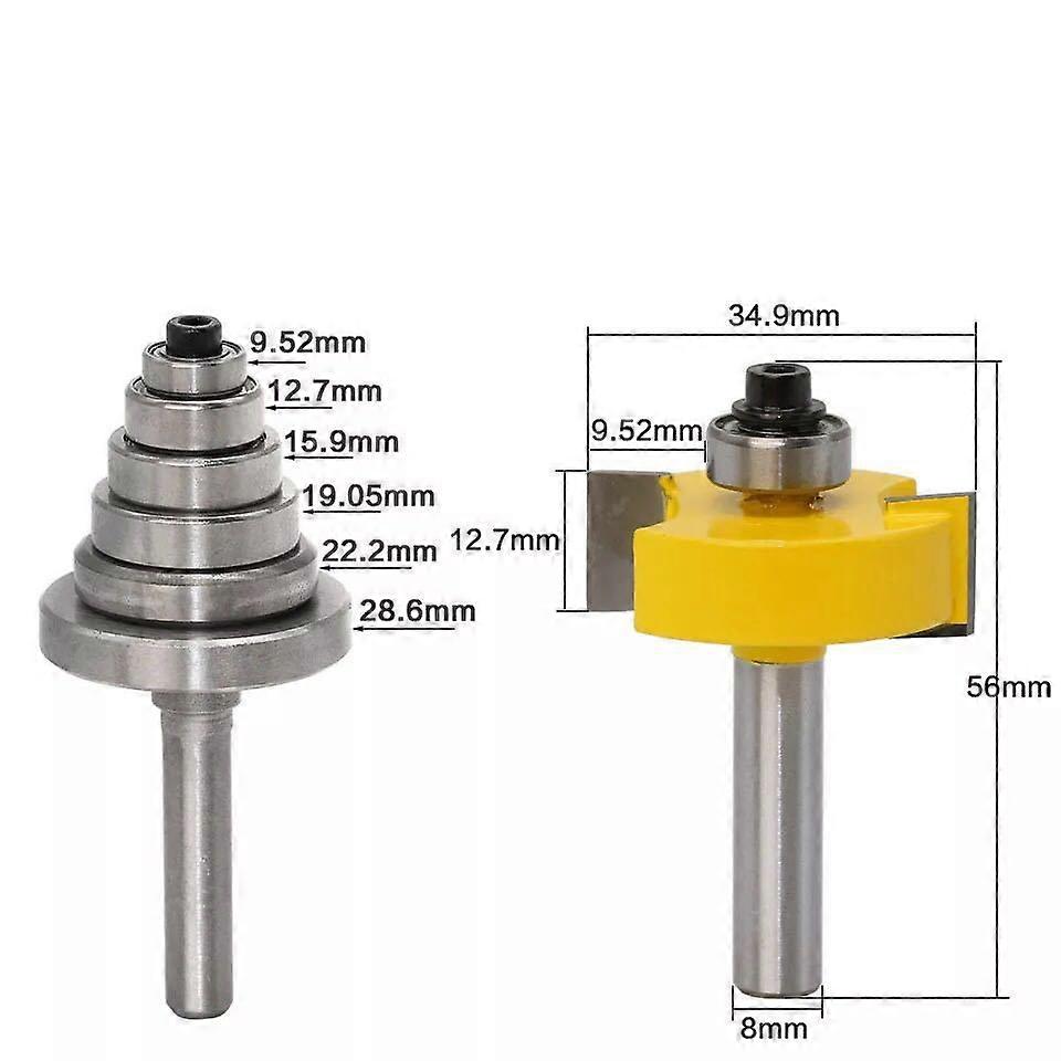 8mm Shank Rebate Router Cutter Router Bit With 6 BearingsCarpentry Tool