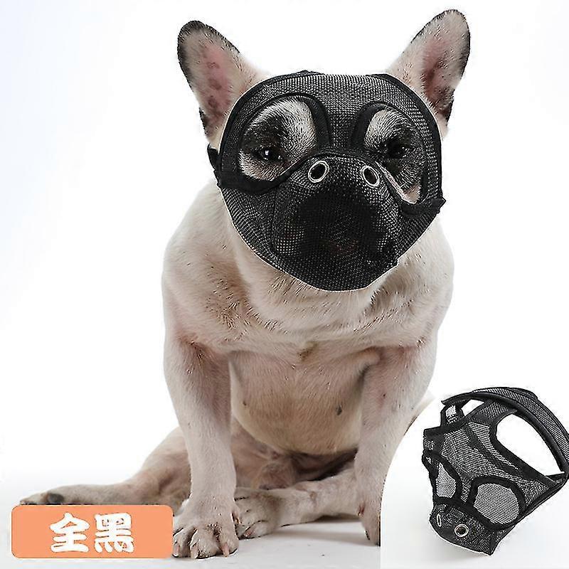 Short Snout Dog Muzzles,bulldog Muzzle Adjustable Breathable Mesh Dog Muzzle For Briting Chewing-Yvan
