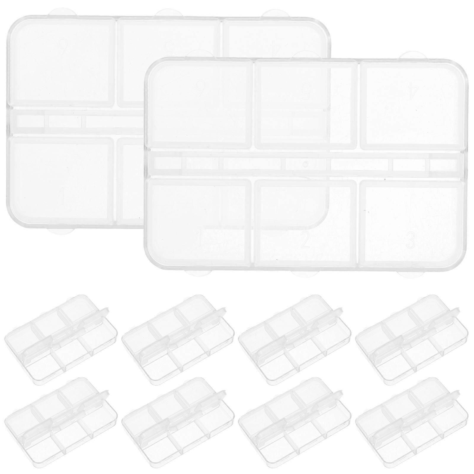 10Pcs Nail Charm Organizer Plastic Storage Box Beads Organizer Storage Box with Multi-grid