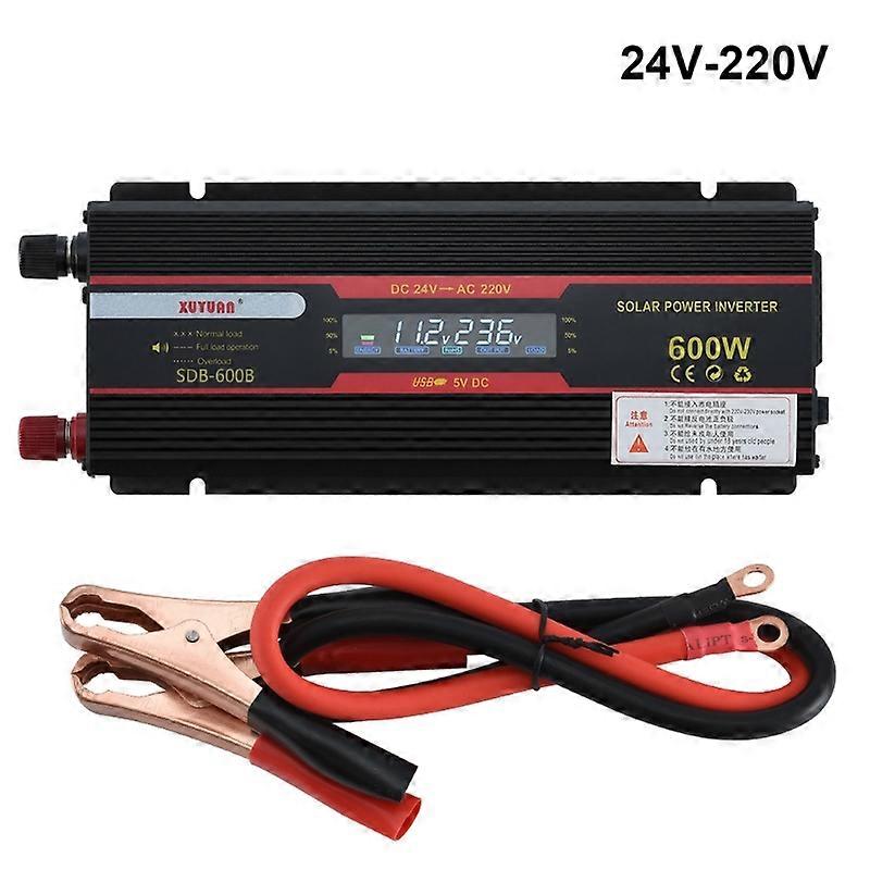 600W Car Inverter DC 12V/24V to AC 110V/220V Voltage Converter Short Circuit Protection Auto Adapter with LCD Display