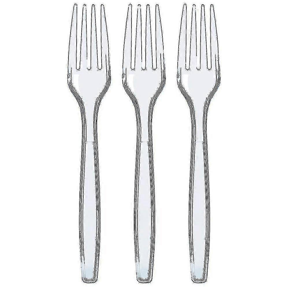 100 Pcs Clear Reusable Forks Tableware And Dinnerware - CHUNC