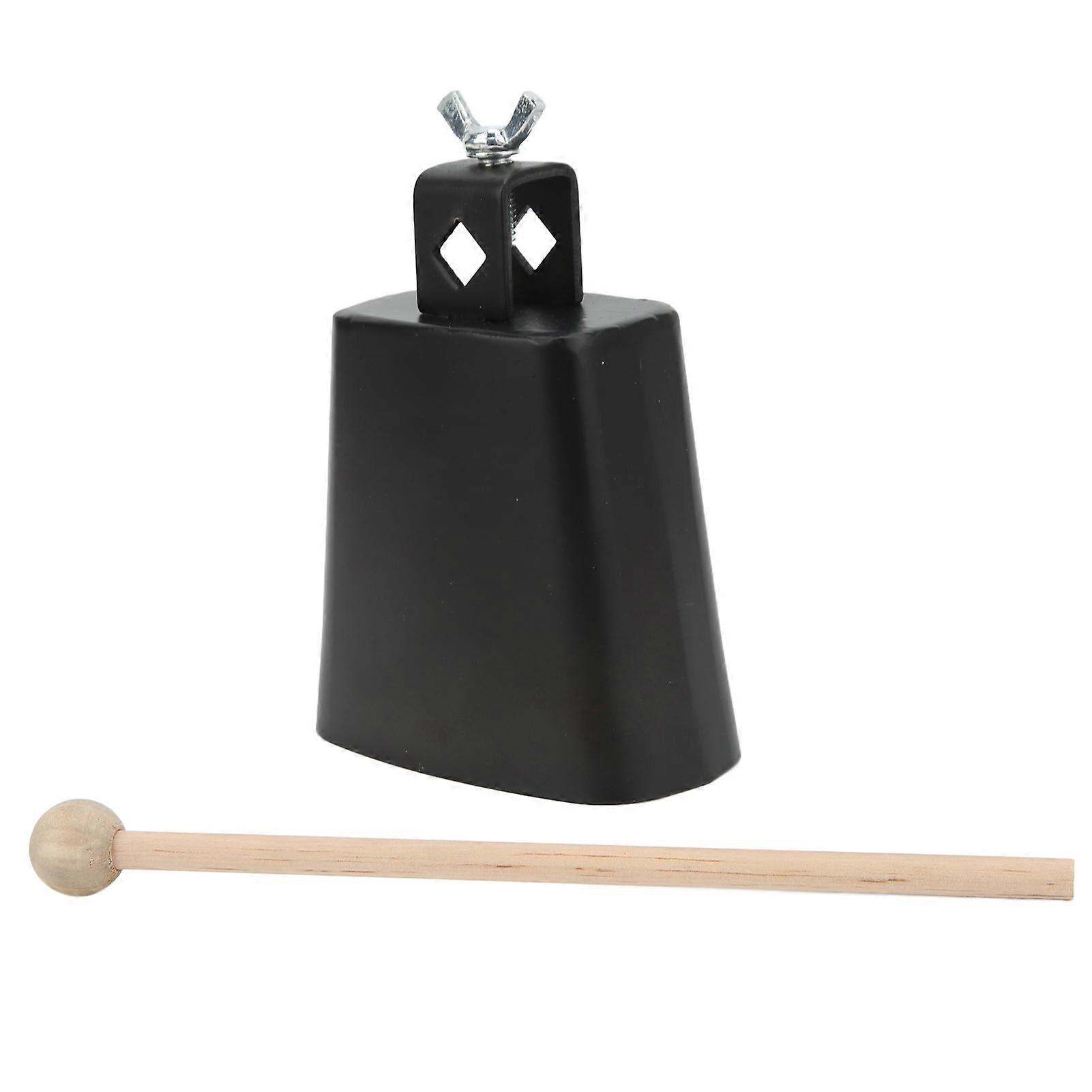 Cloche de vache en métal Noise Maker Cloche de vache à percussion à main avec bâton pour batterie4 pouces / 10,2 cm