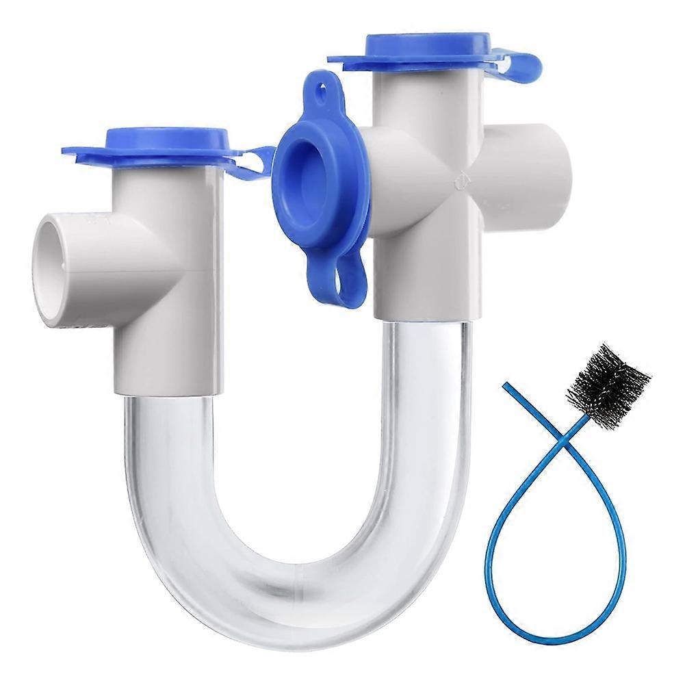 3/4 透明 PVC U トラップパイプ継手コネクタ、 HVAC 凝縮水排出システム用クリーニングブラシ付き