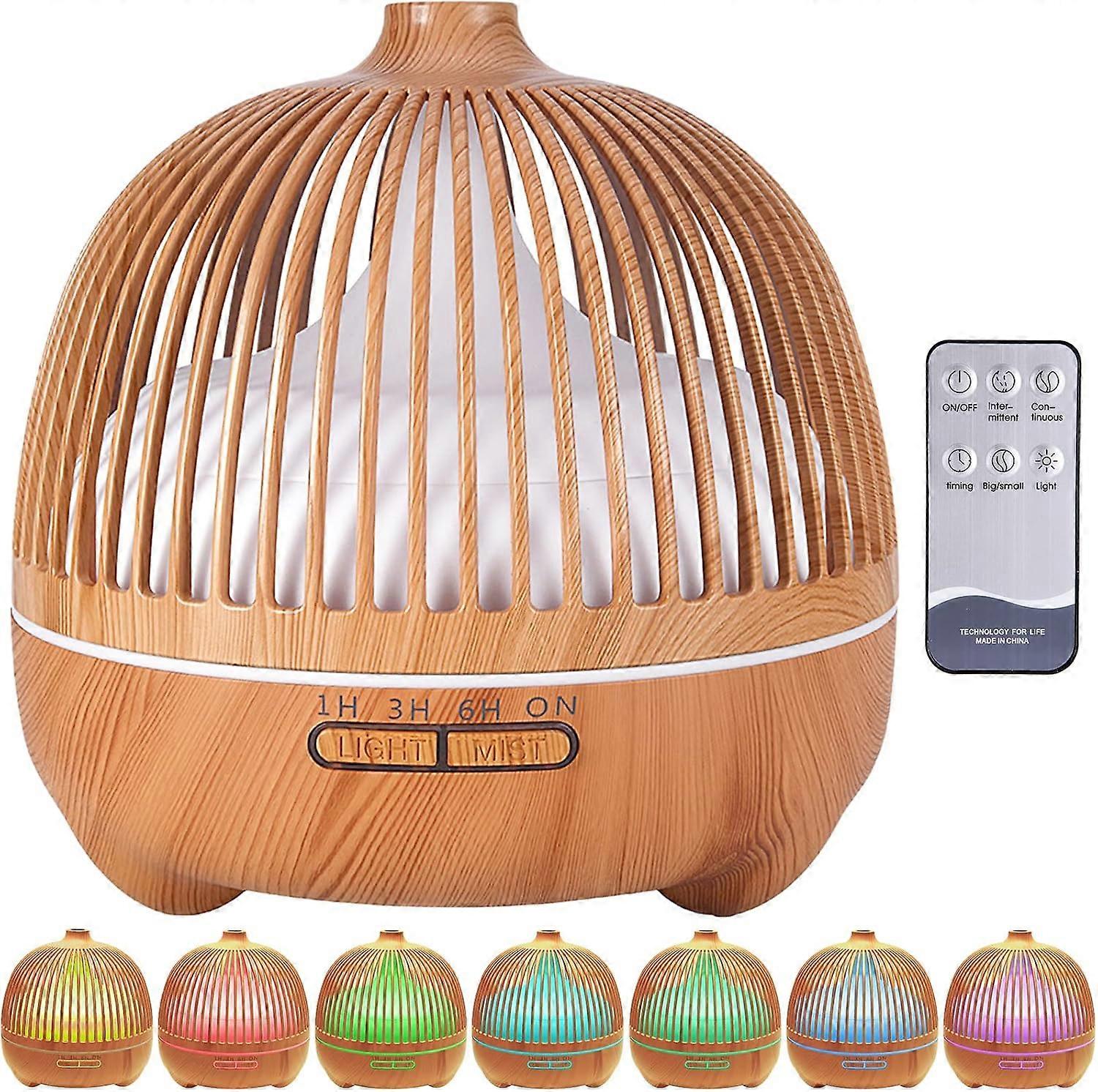 Essential Oil Diffuser, 550ml Ultrasonic Humidifier Aromatherapy Diffuser with 7 Colors Electric Aromatherapy LED Lights, Super Quiet, Home, Office, B