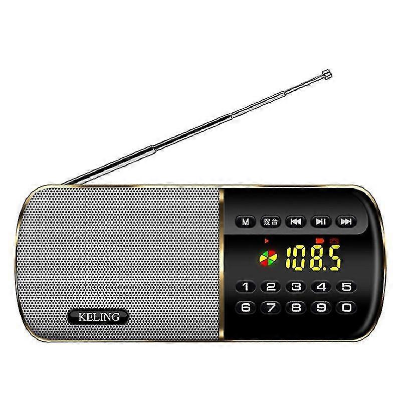 f8 full range radio with flashlight for the elderly, gold + 16g tf card betterlifefg