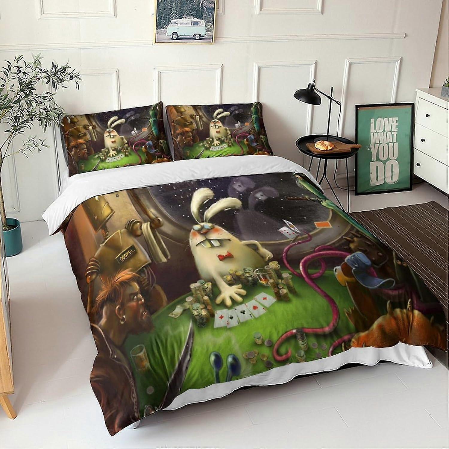 Premium with Pillowcases with Zipper of D Microfiber Interesting Duvet Cover Innovative Microfiber Pattern Bedding Set Pieces for Adults 135*200 CM