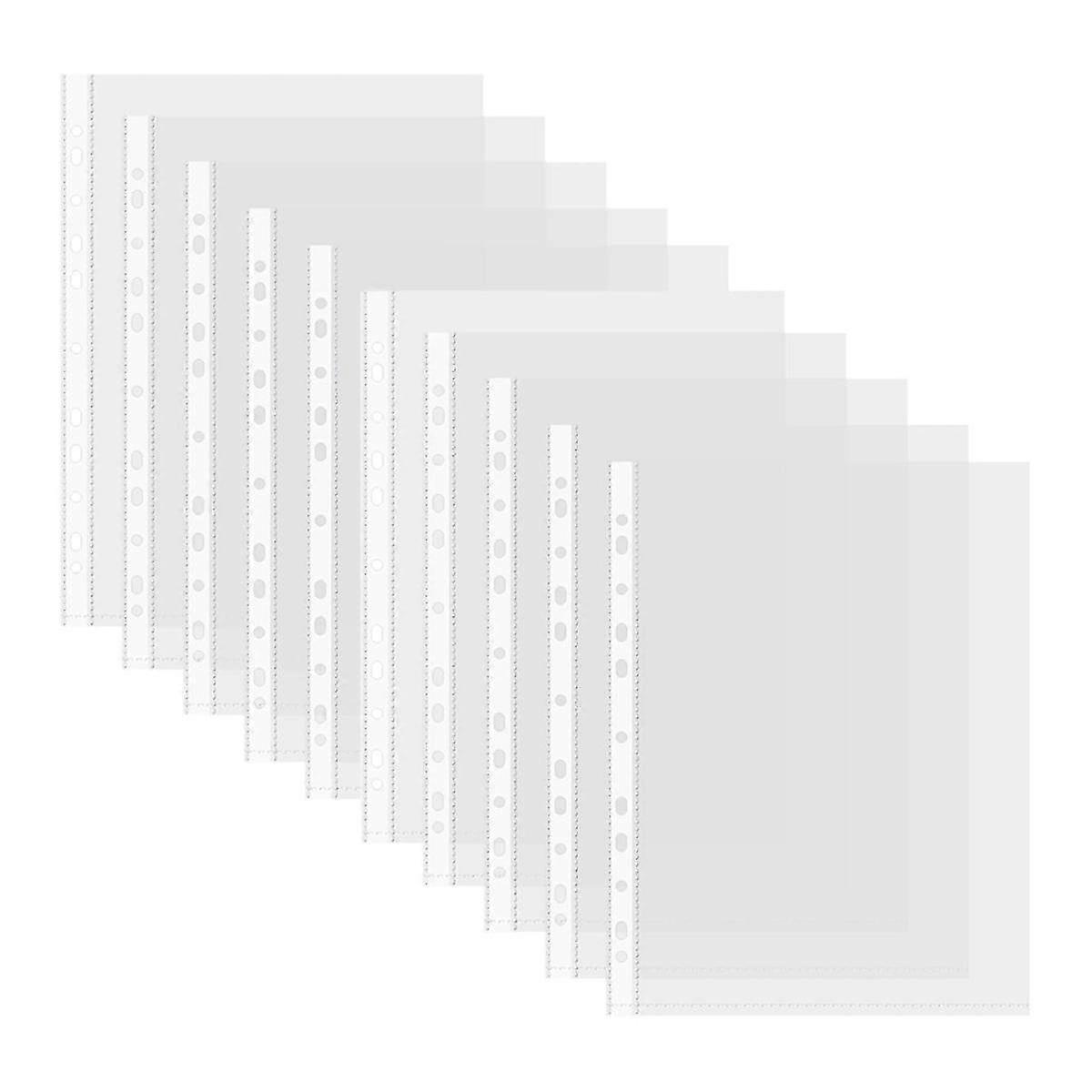 200pcs A4 Multipurpose File 11-hole Loose Leaf Clear Sheet Page Document Punched Pocket Folder Protector For Files Paper