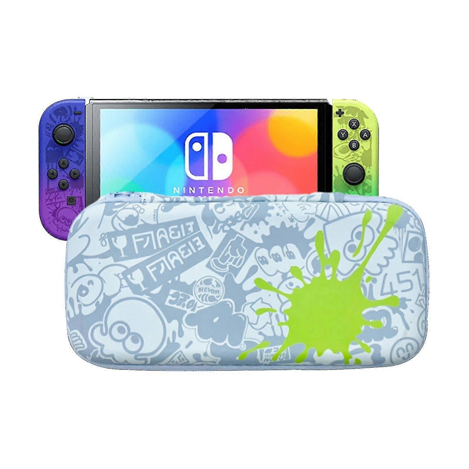 Travel Carrying Case Compatible With Nintendo Switch & Oled Model, Splatoon Theme, Built-in 12 Game Card Slot