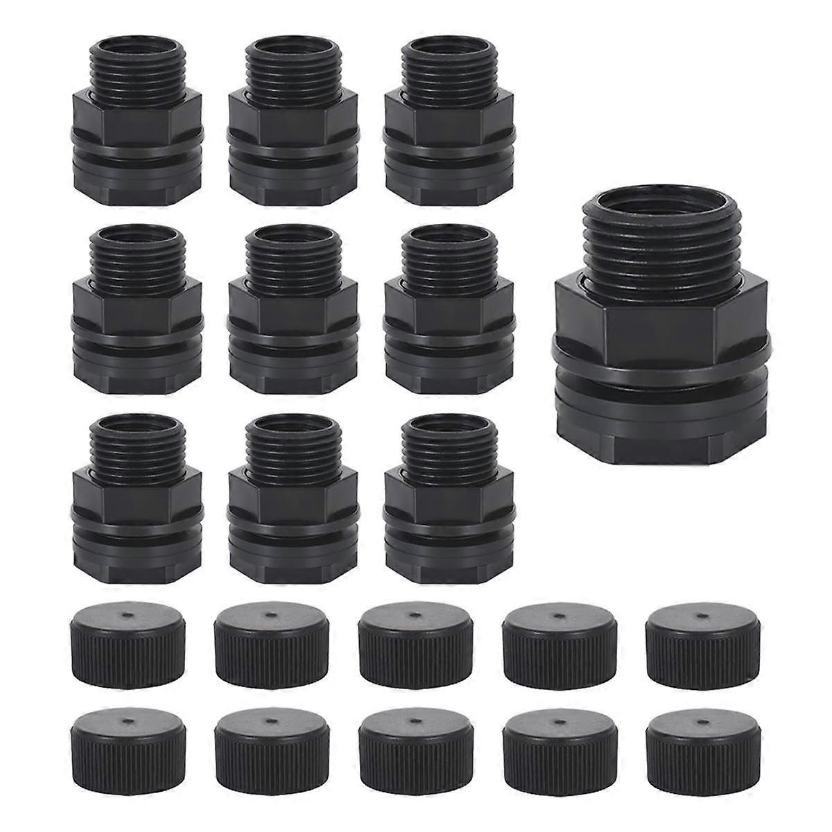 10pack Garden Hose Bulkhead Fitting with Plug, Dual 1/2inch Female NPT X 3/4inch Male GHT Bulkhead