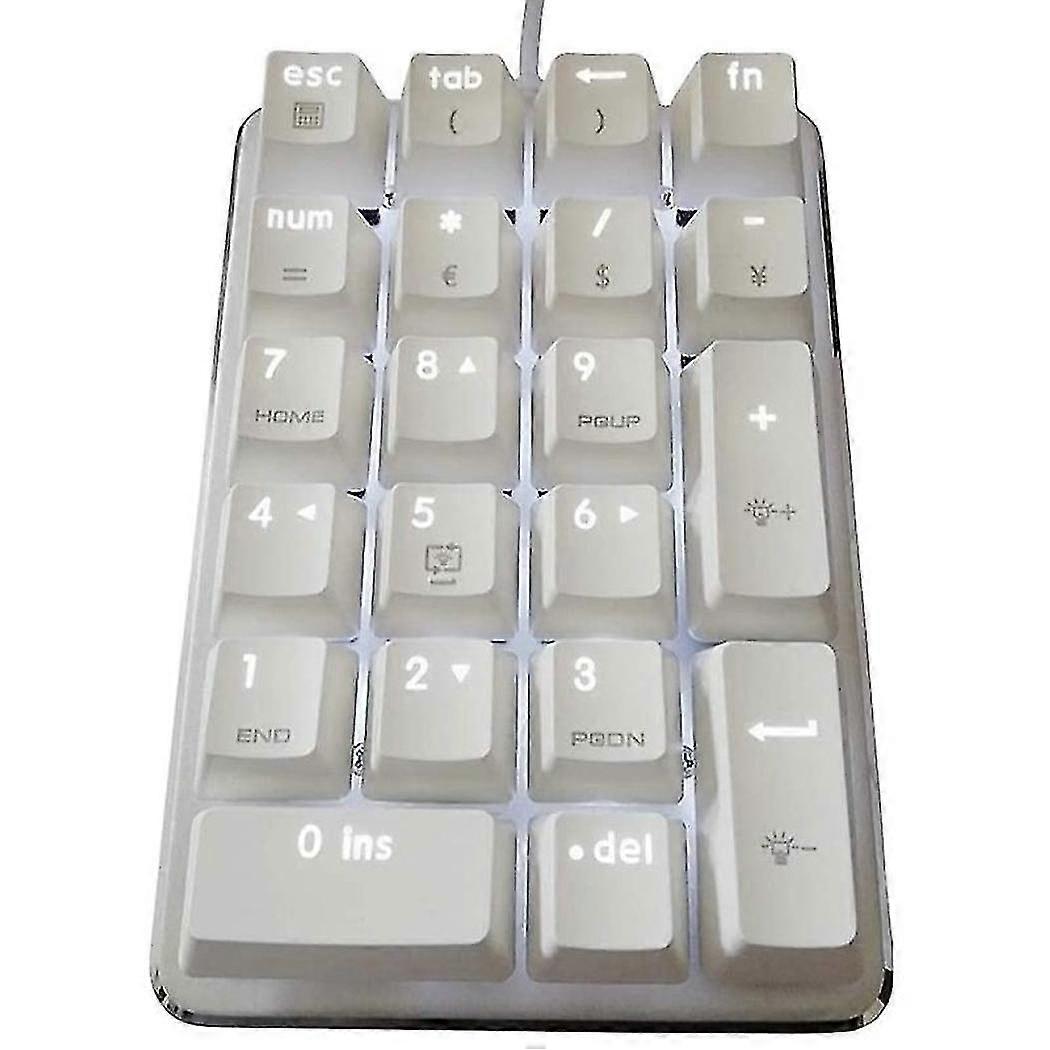 21 Keys White Backlit Mechanical Numeric Keypad Numpad With Cherry Blue Switches For Notebook Deskt