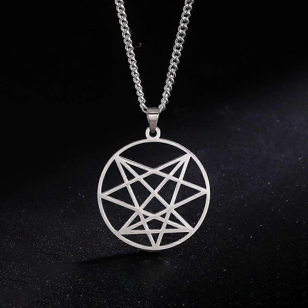 Εννέα γωνίες Σατανικά κρυμμένα μενταγιόν Κολιέ για γυναίκες Άνδρες Εκκλησία του Σατανά Κολιέ από ανοξείδωτο ατσάλι Σύμβολο σατανισμού Κοσμήματα